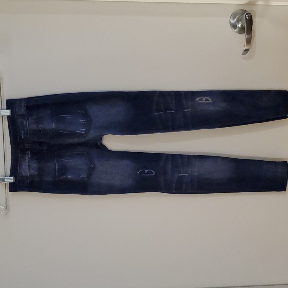 Faux denim jegging leggings rose applique detail OS fits up to a 10 comfortably - Picture 8 of 10